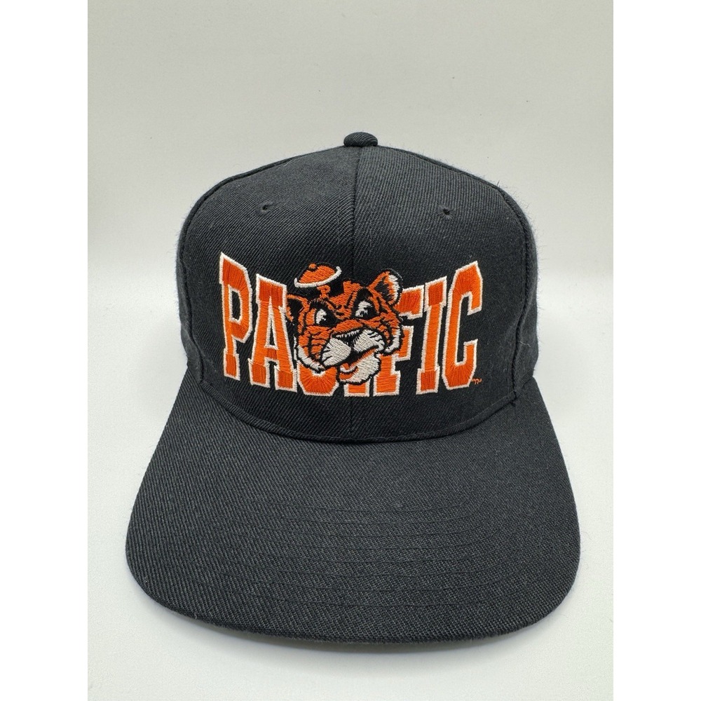 VTG Pacific Tigers Snapback Hat Headmaster Made Korea Big Logo Black NCAA